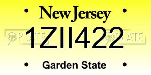 1ZII422 New Jersey License Plate