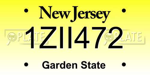1ZII472 New Jersey License Plate