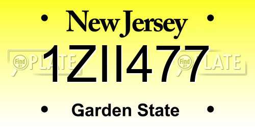 1ZII477 New Jersey License Plate