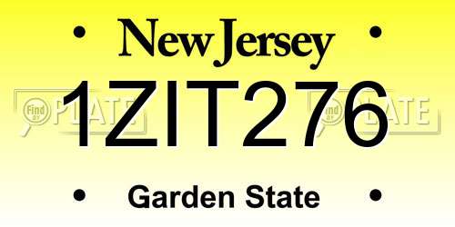 1ZIT276 New Jersey License Plate