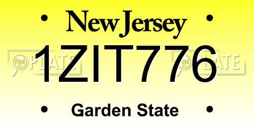 1ZIT776 New Jersey License Plate