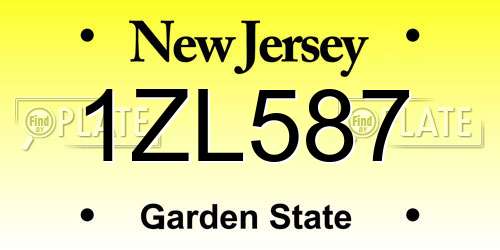 1ZL587 New Jersey License Plate