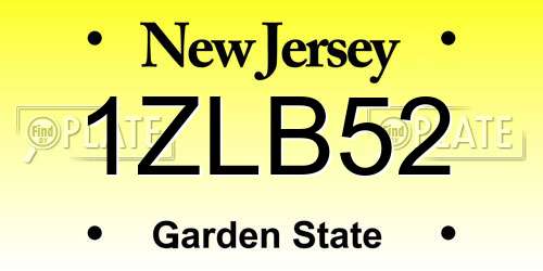 1ZLB52 New Jersey License Plate