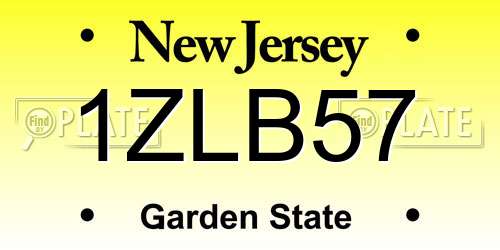1ZLB57 New Jersey License Plate