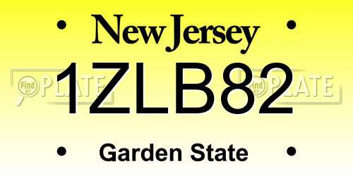 1ZLB82 New Jersey License Plate