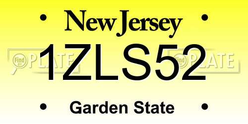 1ZLS52 New Jersey License Plate