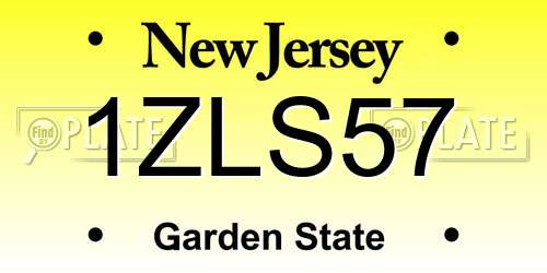 1ZLS57 New Jersey License Plate