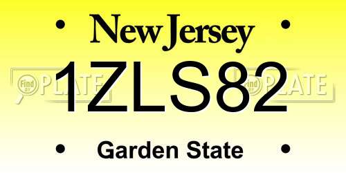 1ZLS82 New Jersey License Plate