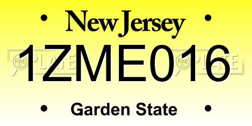1ZME016 New Jersey License Plate