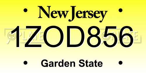 1ZOD856 New Jersey License Plate