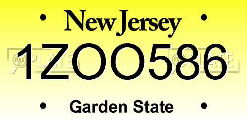 1ZOO586 New Jersey License Plate