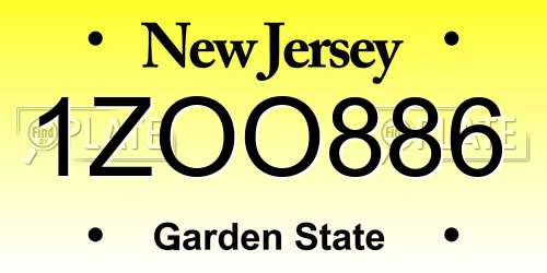1ZOO886 New Jersey License Plate