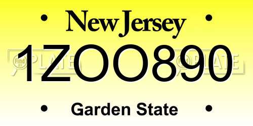 1ZOO890 New Jersey License Plate