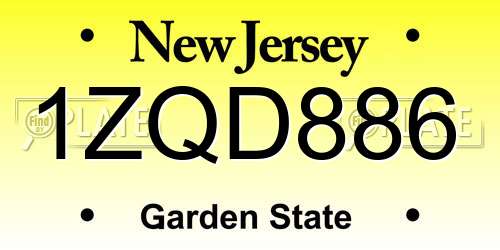 1ZQD886 New Jersey License Plate