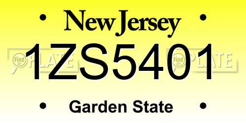 1ZS5401 New Jersey License Plate