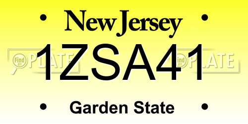 1ZSA41 New Jersey License Plate