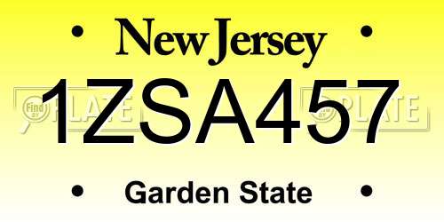 1ZSA457 New Jersey License Plate