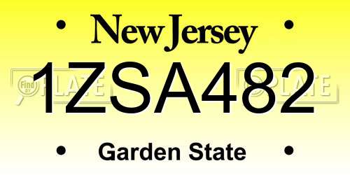 1ZSA482 New Jersey License Plate