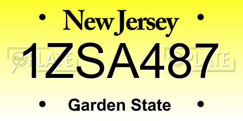 1ZSA487 New Jersey License Plate