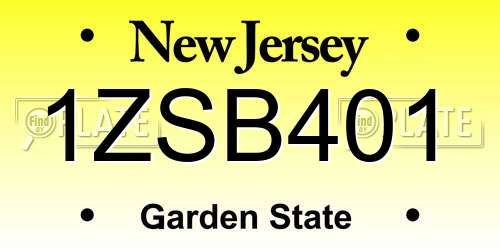 1ZSB401 New Jersey License Plate