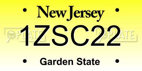 1ZSC22 New Jersey License Plate