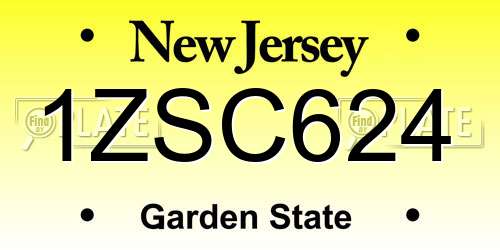 1ZSC624 New Jersey License Plate