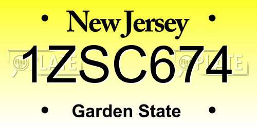 1ZSC674 New Jersey License Plate