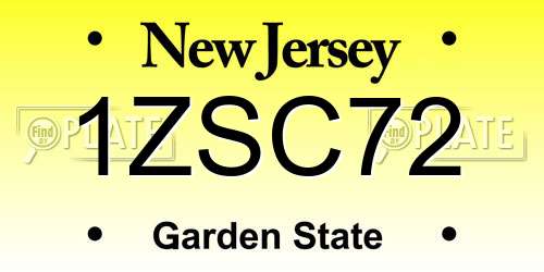 1ZSC72 New Jersey License Plate