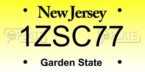 1ZSC77 New Jersey License Plate