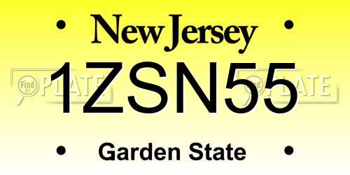1ZSN55 New Jersey License Plate