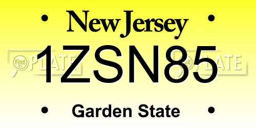 1ZSN85 New Jersey License Plate