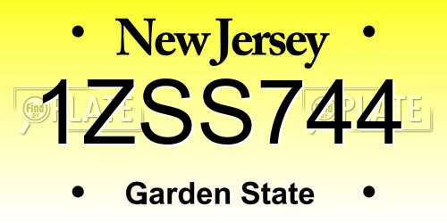 1ZSS744 New Jersey License Plate