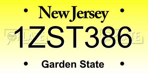 1ZST386 New Jersey License Plate