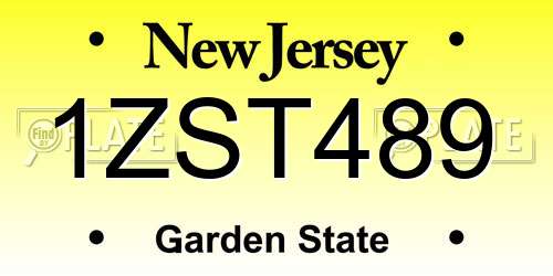 1ZST489 New Jersey License Plate