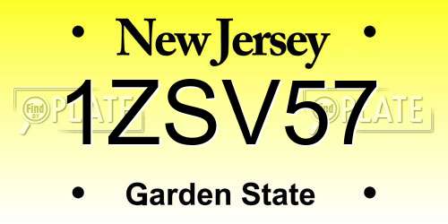 1ZSV57 New Jersey License Plate