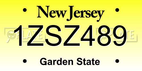 1ZSZ489 New Jersey License Plate