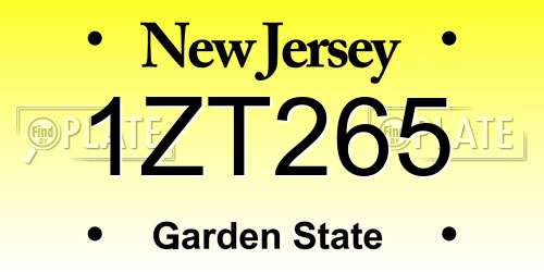 1ZT265 New Jersey License Plate