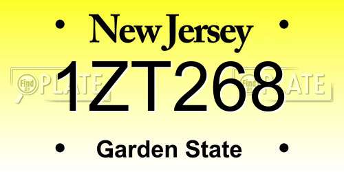 1ZT268 New Jersey License Plate