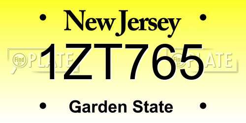 1ZT765 New Jersey License Plate