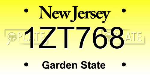 1ZT768 New Jersey License Plate