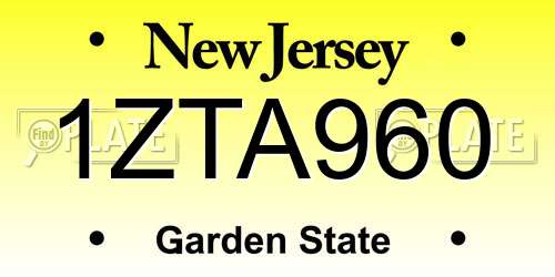 1ZTA960 New Jersey License Plate