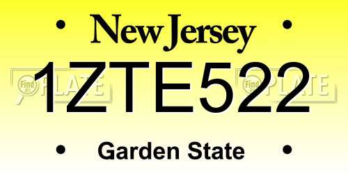 1ZTE522 New Jersey License Plate