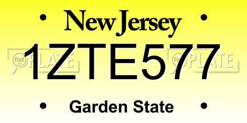 1ZTE577 New Jersey License Plate