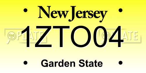 1ZTO04 New Jersey License Plate
