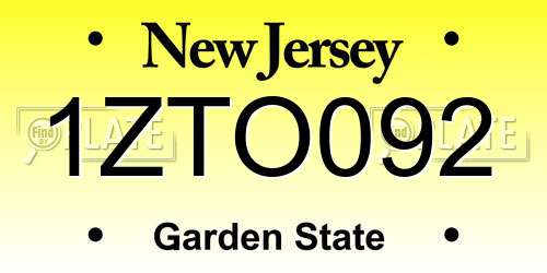 1ZTO092 New Jersey License Plate