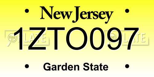 1ZTO097 New Jersey License Plate
