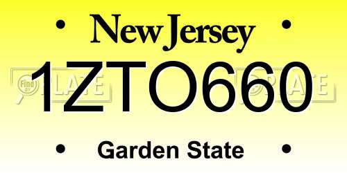 1ZTO660 New Jersey License Plate