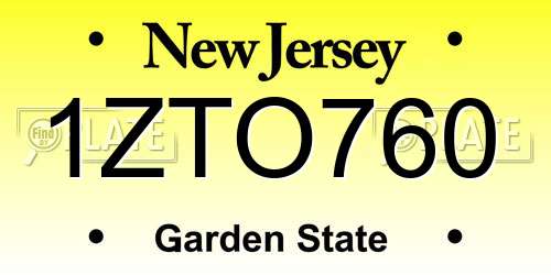 1ZTO760 New Jersey License Plate