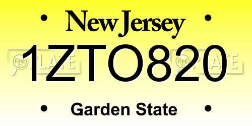1ZTO820 New Jersey License Plate