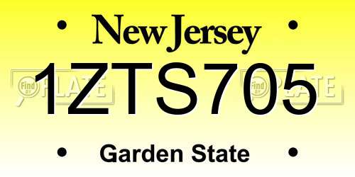 1ZTS705 New Jersey License Plate
